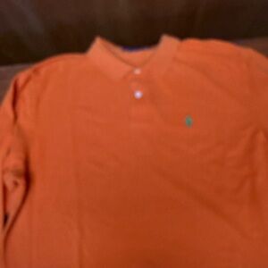 Ralph Lauren Orange Polo with Green Pony Logo